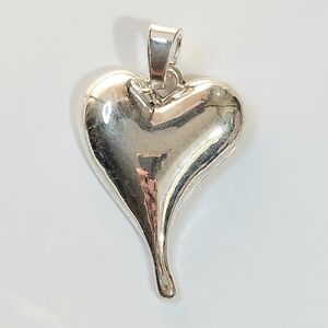 Large Silver Heart Necklace Pendant